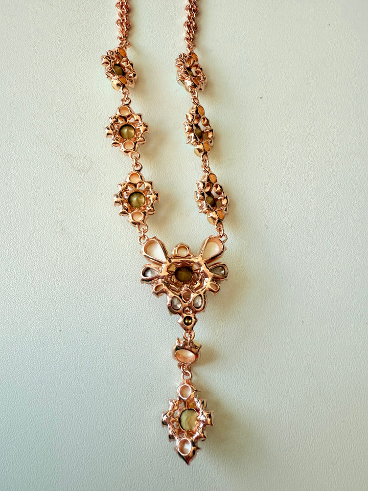 Charter Club Peach Rhinestone Statement Necklace