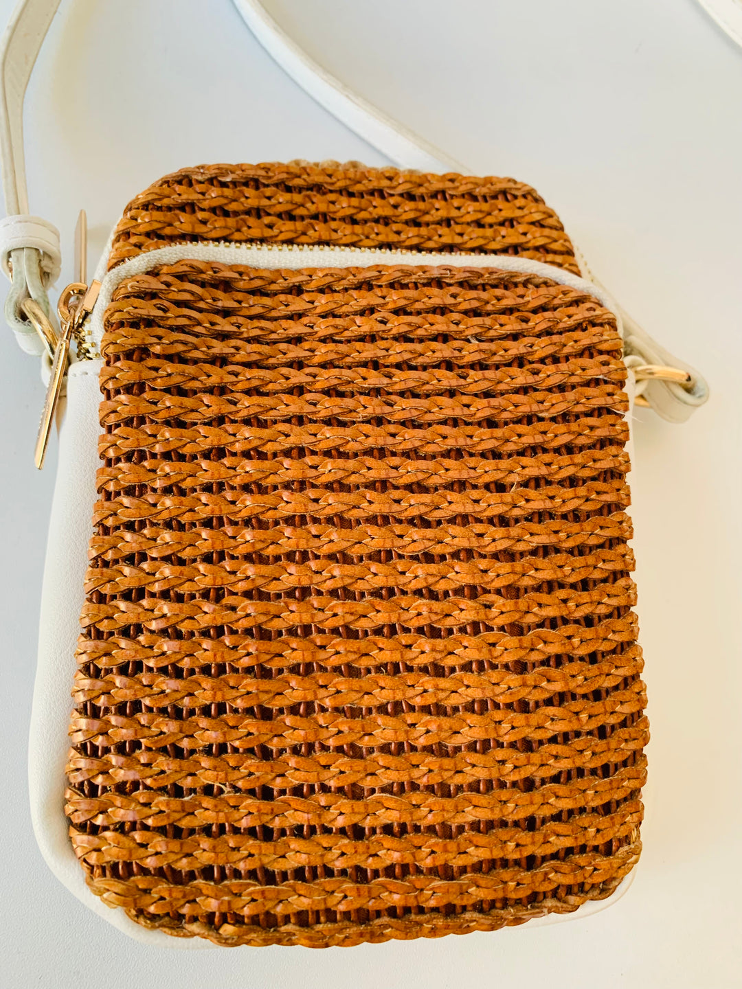 Mili & Lili White and Brown Woven Crossbody