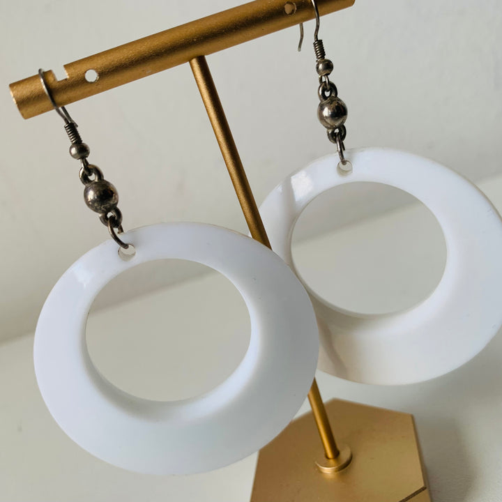 White Lucite Pierced Hoops
