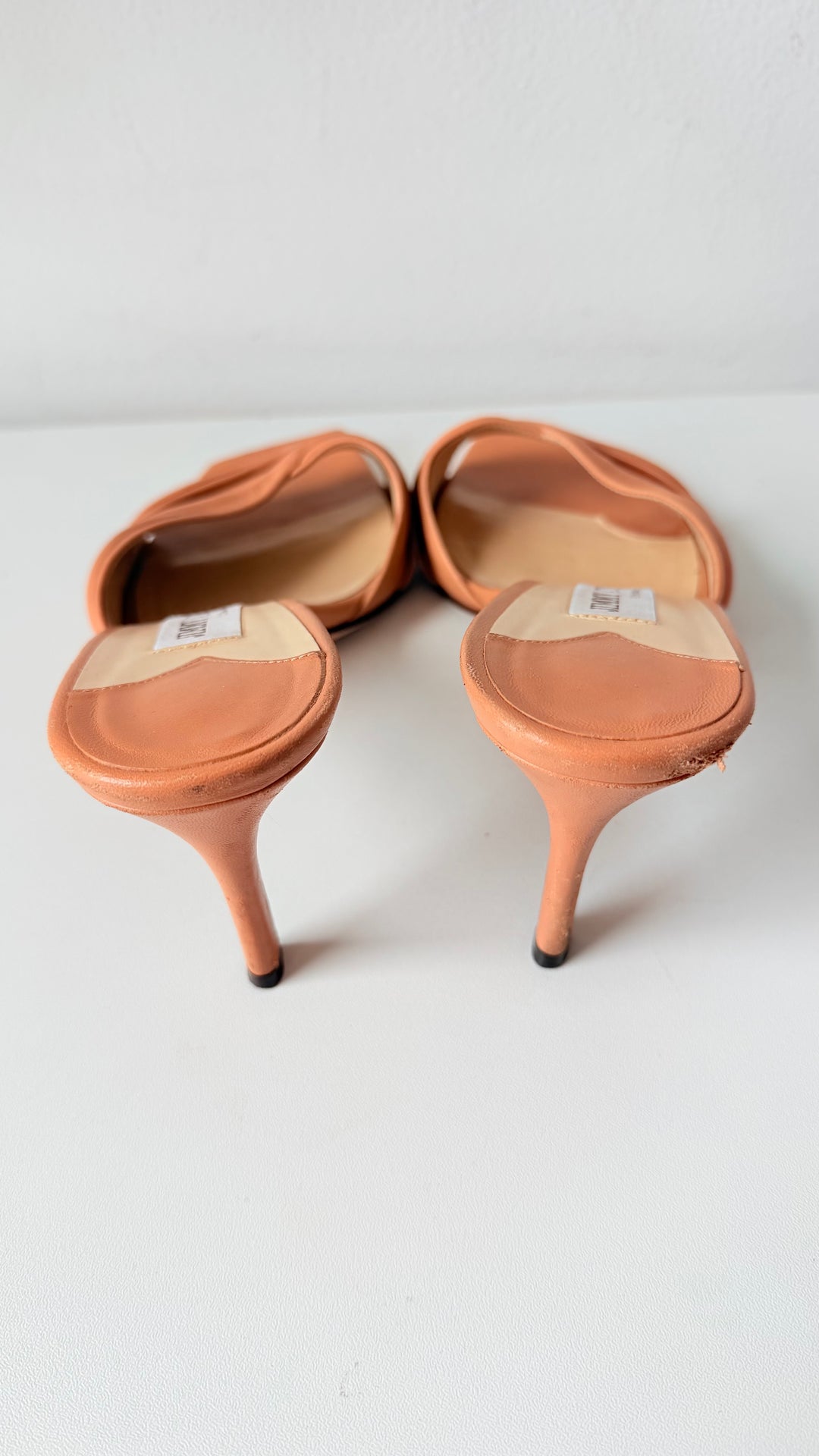 Jimmy Choo Basil 75 In Carmel  Leather Mules Size 38