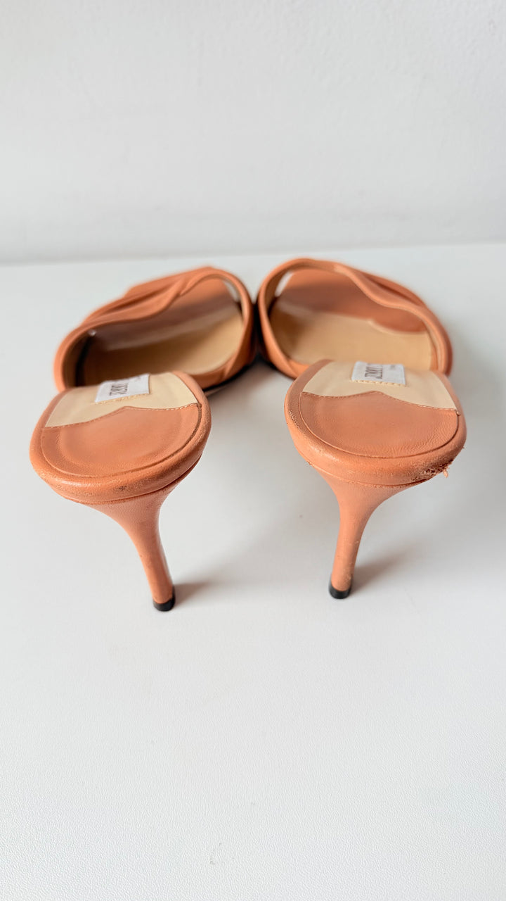 Jimmy Choo Basil 75 In Carmel  Leather Mules Size 38