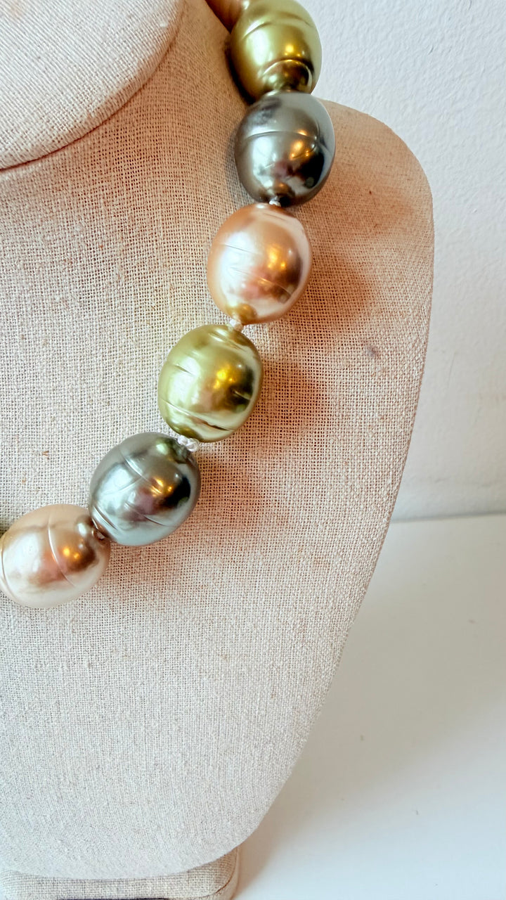 Marjorica Faux Multi Colored Chunky Pearl Necklace