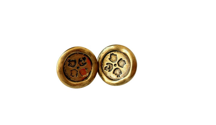 Patricia Nash Gold Button Logo Post Pierced Earrings