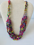 Congo Handmade Multicolored Fringe Fabric Necklace NWT