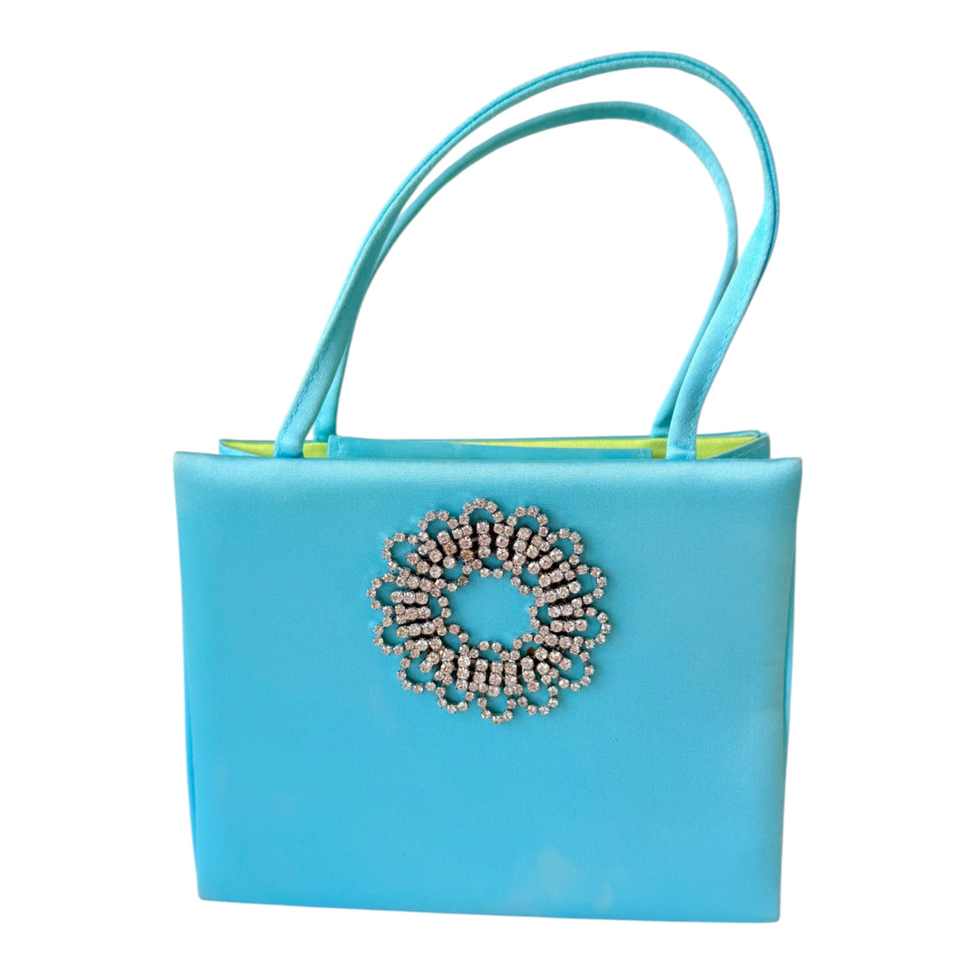 Indeed Aqua Blue Satin Evening Bag