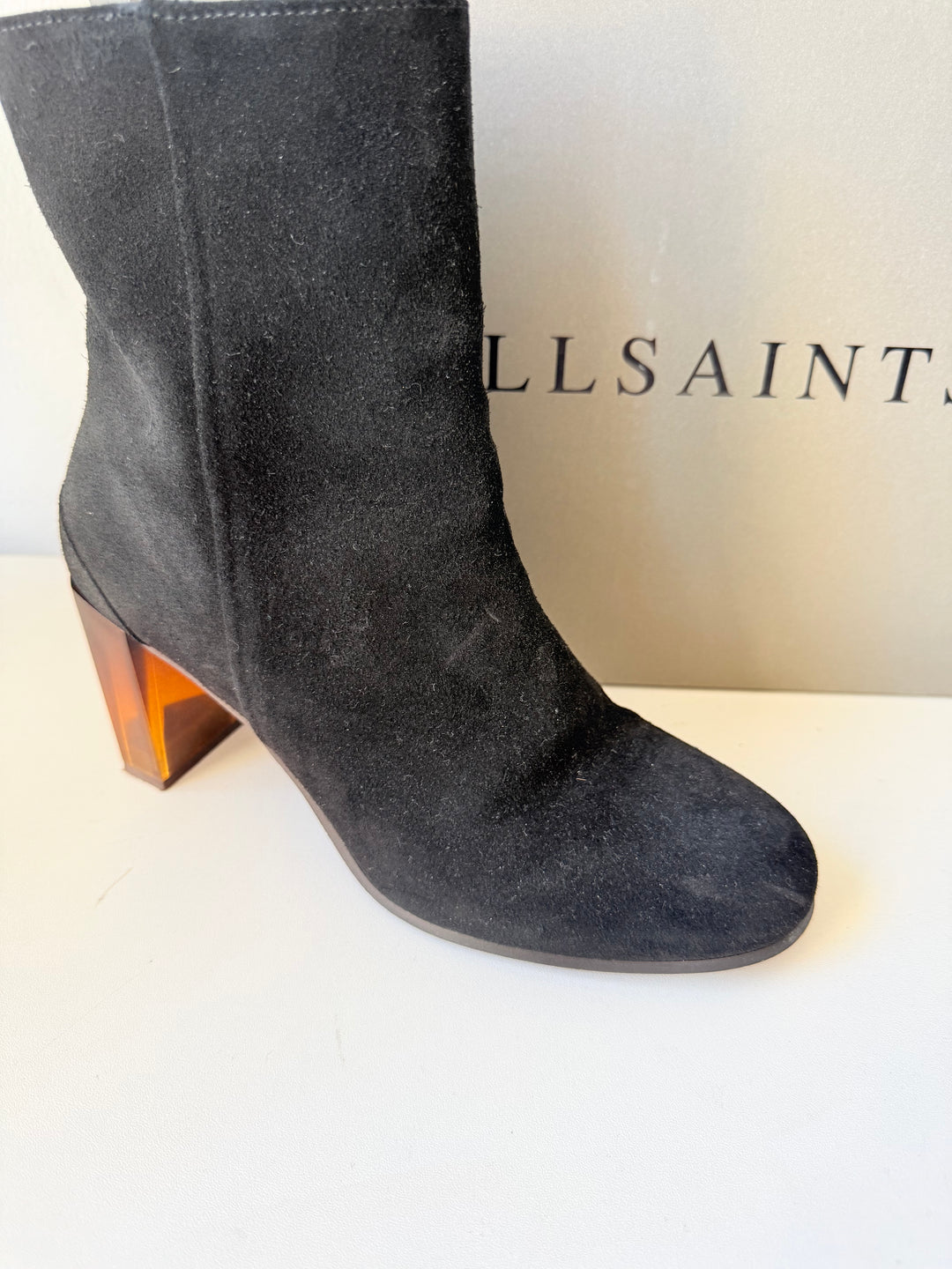 AllSaints Roka Black Suede Ankle Boots Size 40 (US 10)