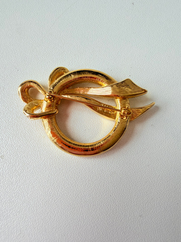 Vintage Nolan Miller Gold & Rhinestone Brooch