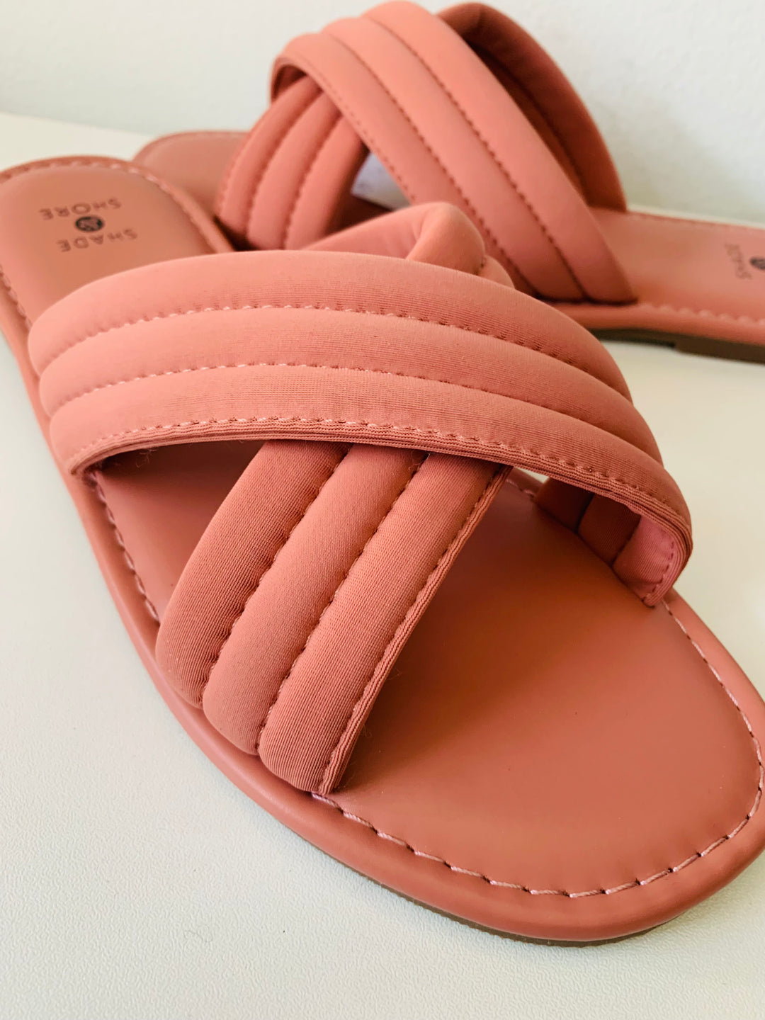 Shade & Shore Slip on Peach Vegan Sandals Size 7