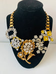 Banana Republic Rhinestone Statement Necklace in Gold & Silver Tone