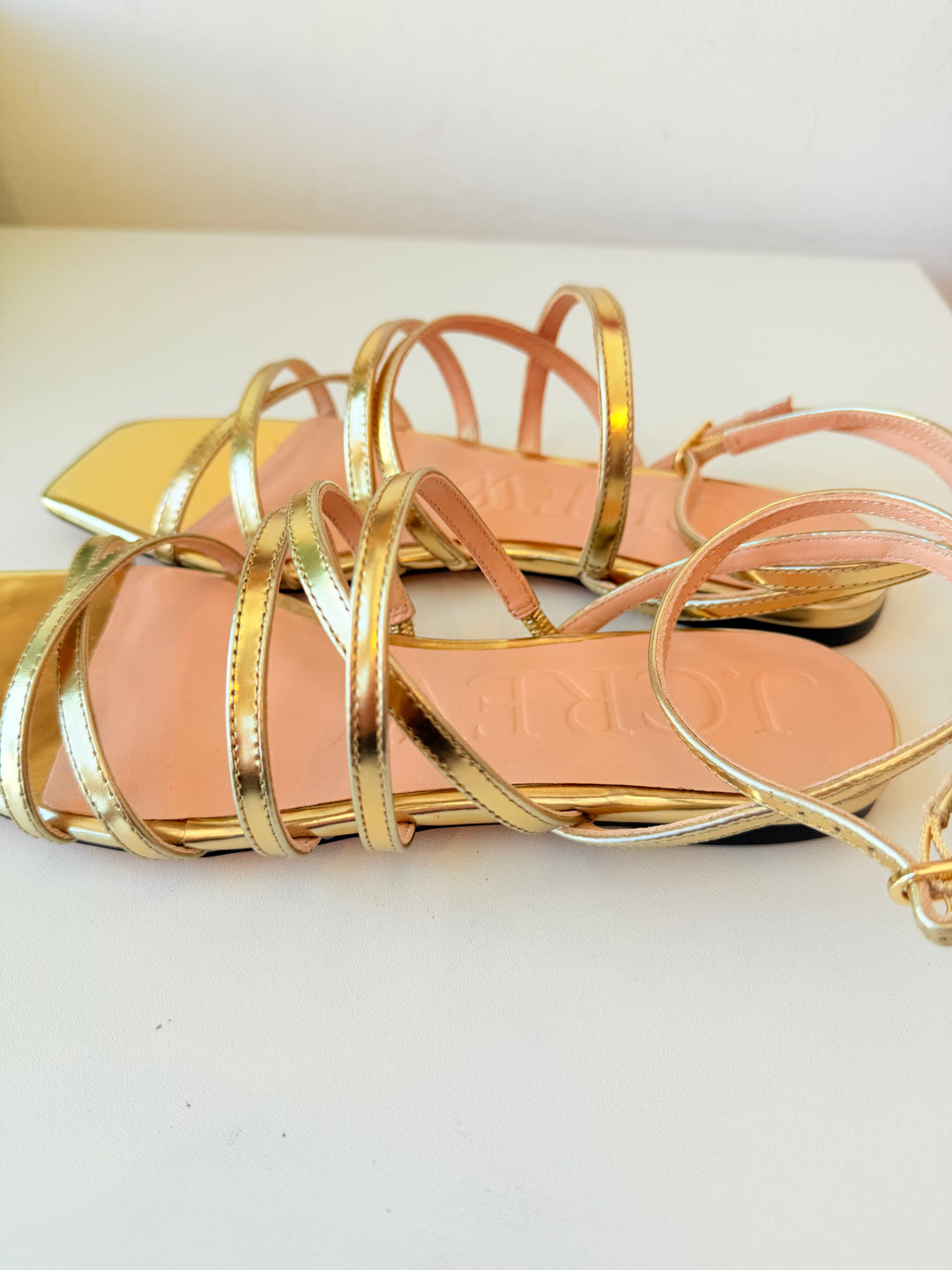 J.Crew Dark Gold Metallic Strappy Flat Sandals Size 7.5 New In Box