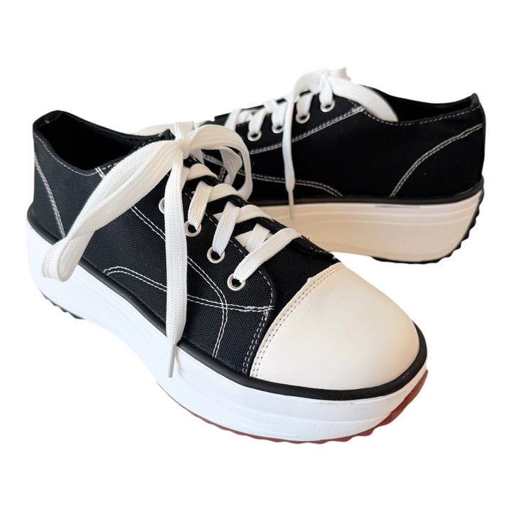 Black Canvas Platform Lace Up Sneakers Size 38 (7.5 US) New