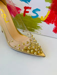 JFS Gold Rivet Embellished Leatherette Stiletto Pump Size 8