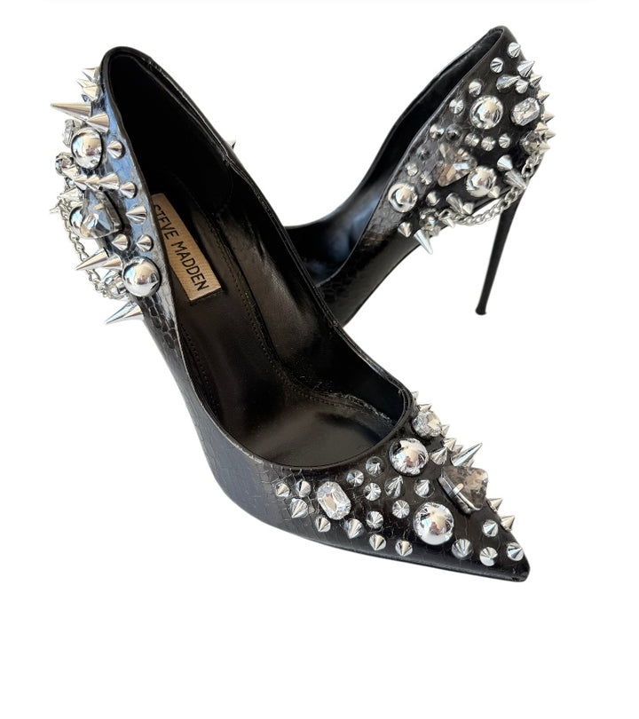 Steve Madden Veronicka Black Rhinestone Studded Pumps Size 8