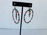 Multi colored Bead Hoop Earrings