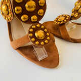 Veronica Beard Amber Hazelwood Suede Stud Embellished Heeled Sandals Size 10