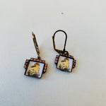 Cupid Drop Pierced Earrings In Gold Tone With Pink Rhinestones