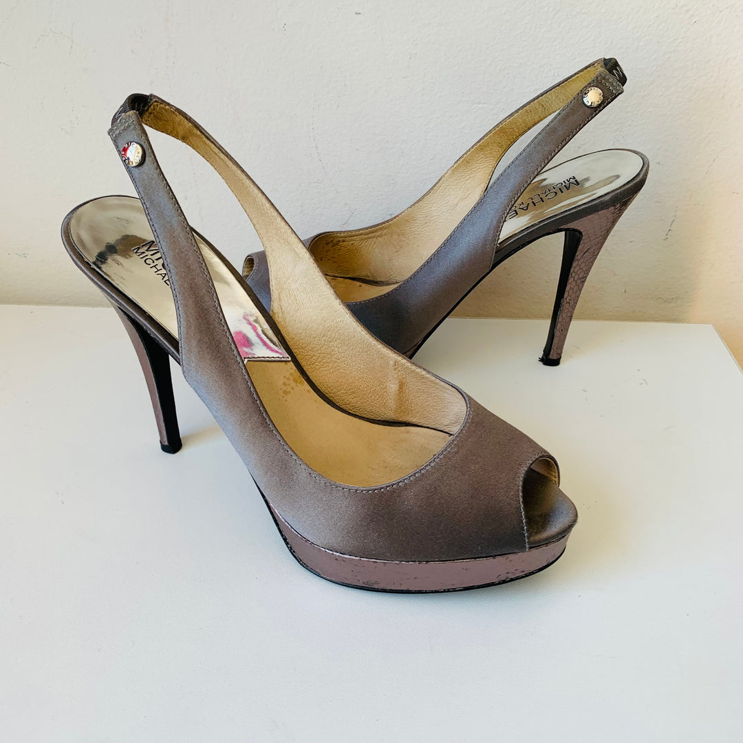 Michael Kors Platform Peep Toe Pump The York Sling Size 7.5