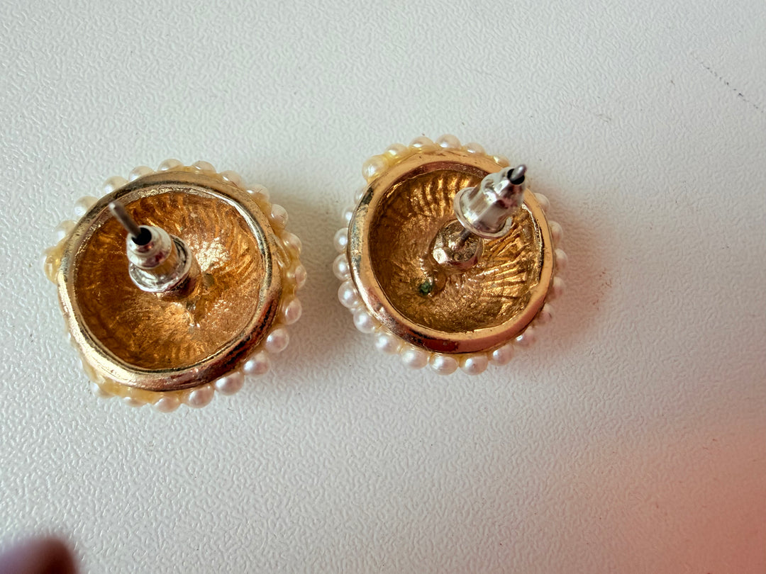 Pearl Circular Pierced Earrings