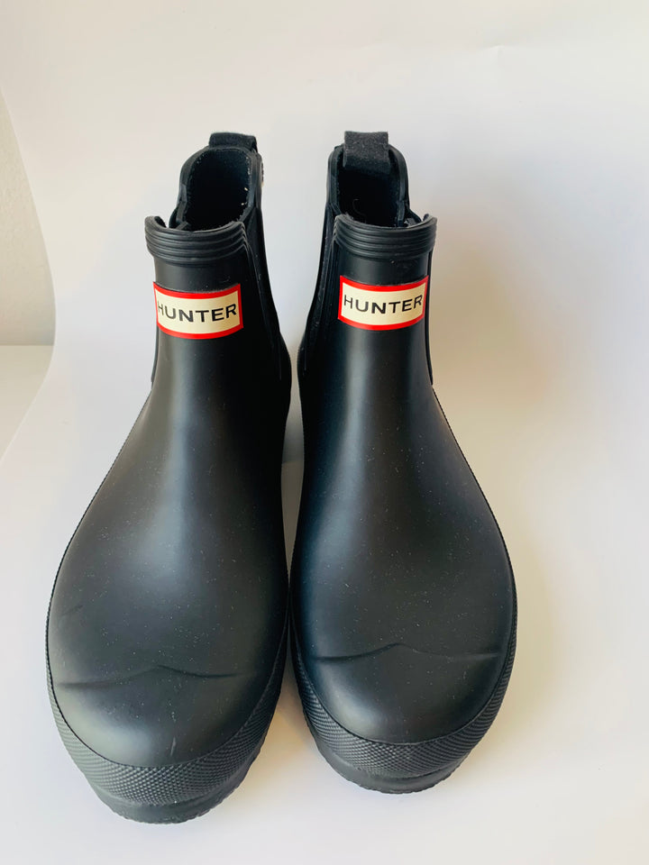 Hunter Black Rubber Waterproof Ankle Boots Size 8