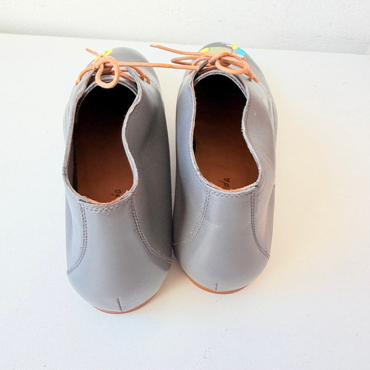 Reggio Calabria Handmade Chukka Grey Painted Lace Up Shoes by Nafaria Moda Size 38, New