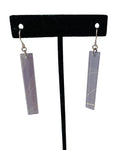 Grey Crackled Rectangular Bar Pierced Earrings