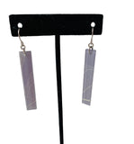 Grey Crackled Rectangular Bar Pierced Earrings