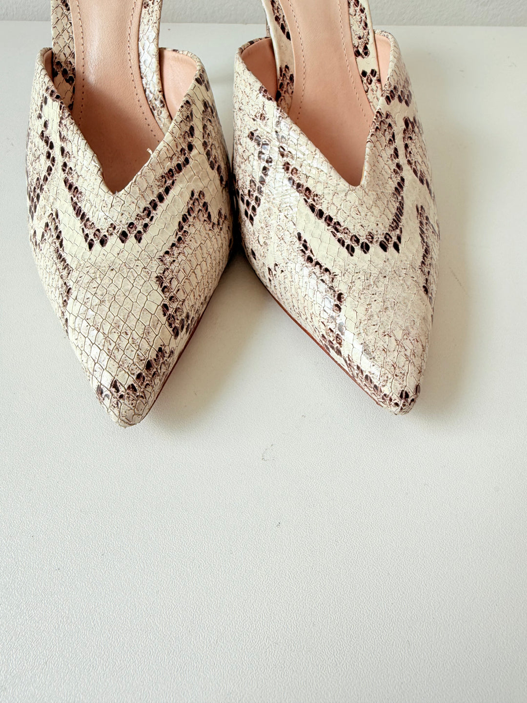Schutz Charla Snake Embossed Leather Mules Size 8