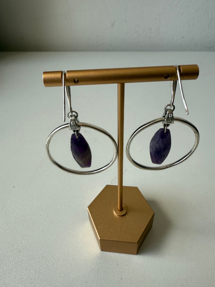 Silver and Amethyst Pierced Earrings