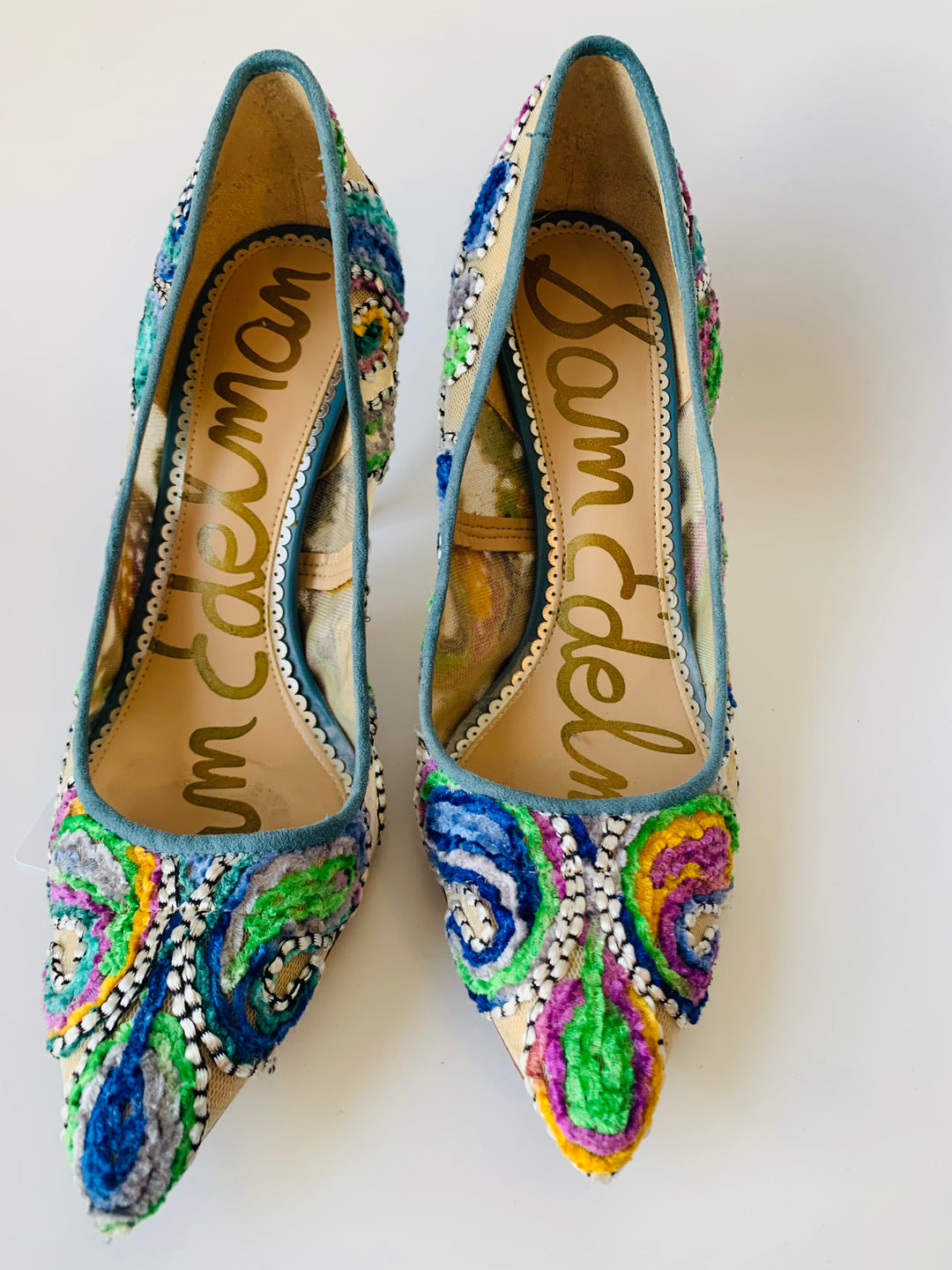 Sam Edelman Fancy Fabric Embroidered Pumps Size 8.5