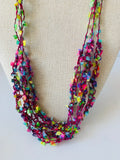 Congo Handmade Multicolored Fringe Fabric Necklace NWT