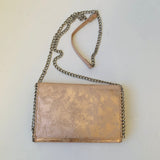 Chelsea 28 Metallic Chain Trim Faux Leather Pink/Rose Crossbody Handbag