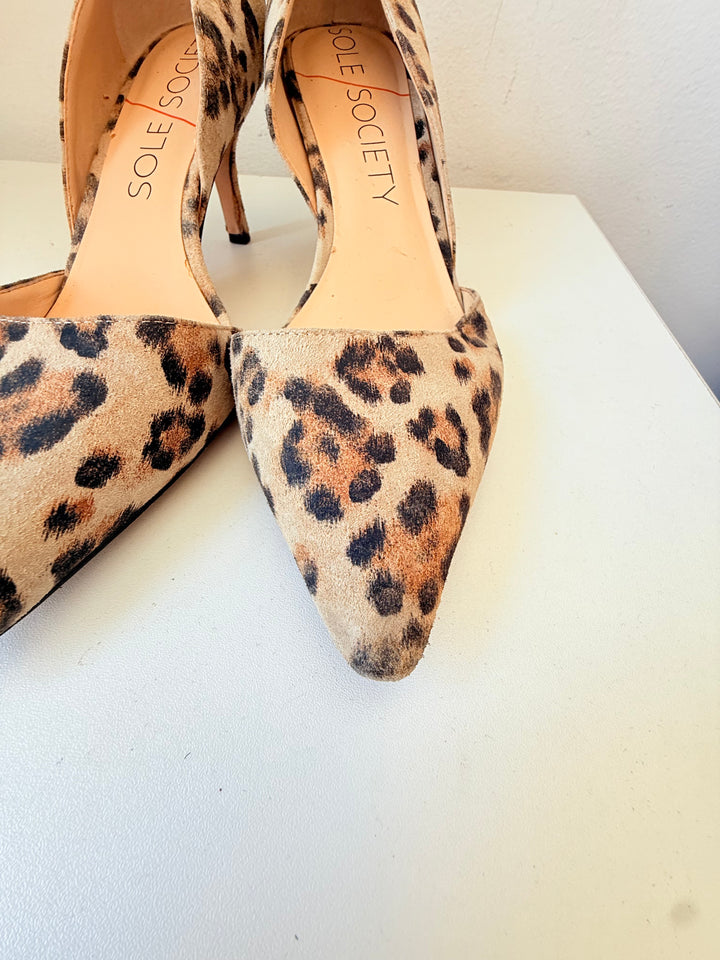 Sole Society Leopard Print D’ Orsay Kitten Heel Pumps Size 9