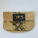 Vintage Reign Deerskin Faux Snakeskin Convertible Foldover Clutch/Handbag