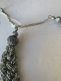 Silver Metallic Micro Bead Plastic Statement Necklace