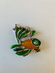 Anne Klein Beta/Goldfish Fish Brooch In Green & Gold