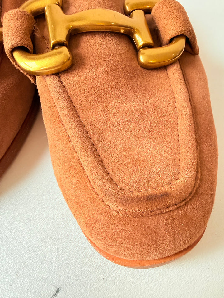 Boden Iris Snaffle Tan Suede Mule Loafers Size 36