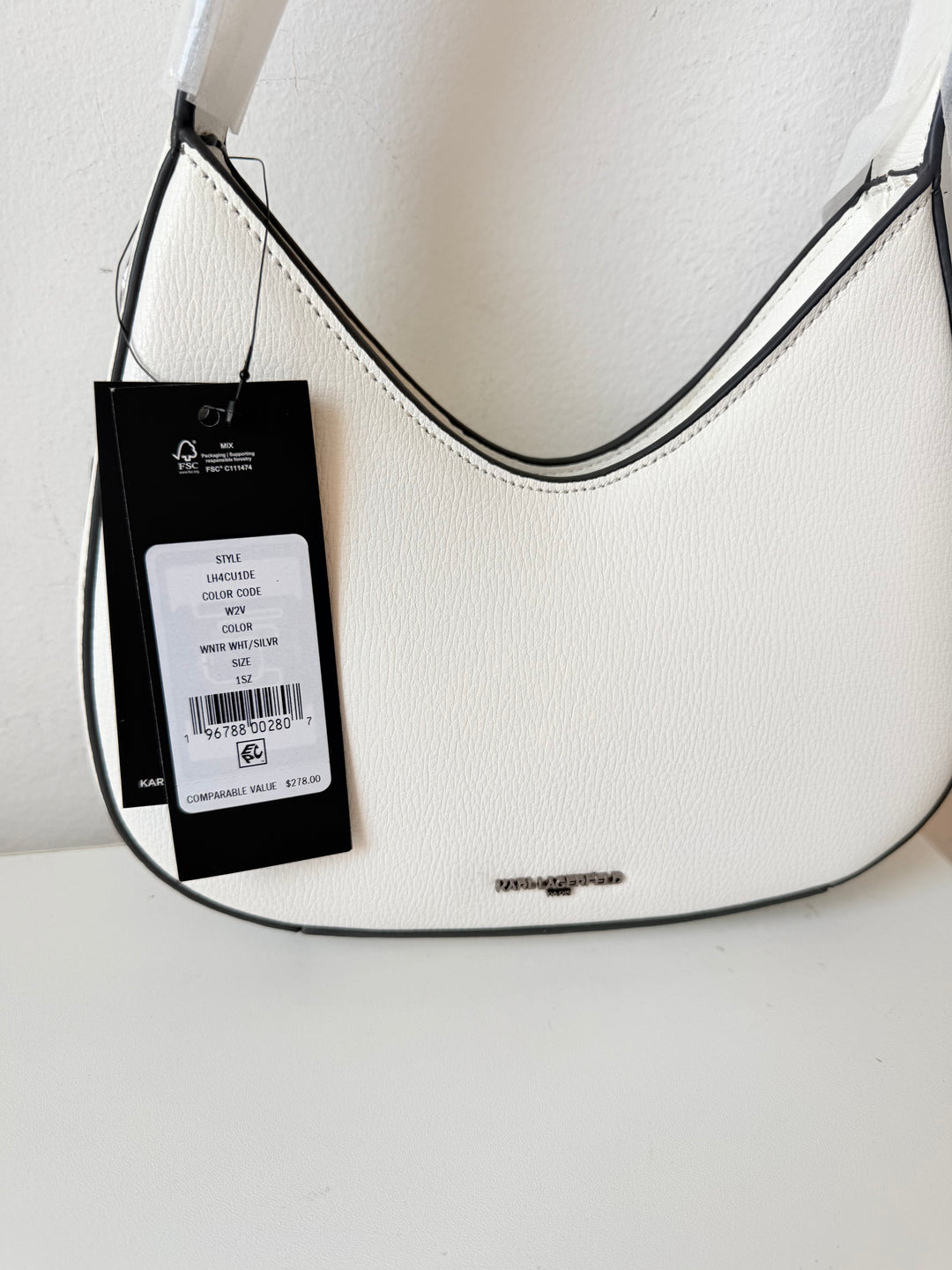 Karl Lagerfeld Desi Shoulder Bag In Winter White Leather