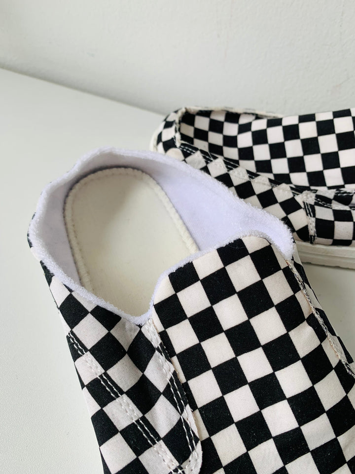 Checkered Black and White Slip Ons Size 41 New