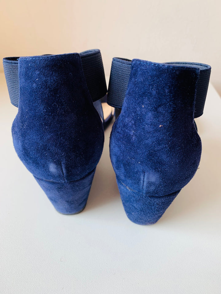 J.B. Martin Naisy Chevre Velours Night Blue Suede Sandals Size 37