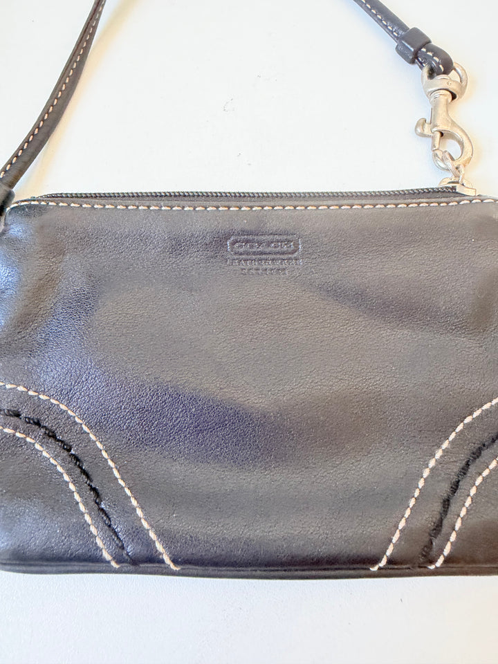 Coach Small Black Leather Wristlet