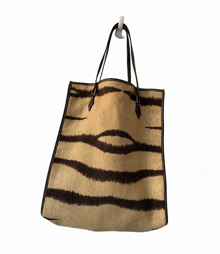 Valentino Garavani Authentic Beige Brown Wool Tote