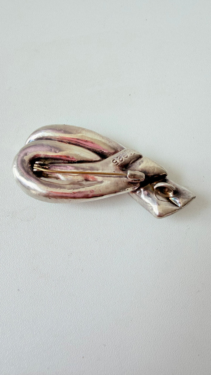 Vintage Modernist Twist 925 Silvwe Brooch