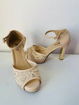 IDIFU Chunky Ivory Lace Detailed Peep Toe Platform Heels Size 8