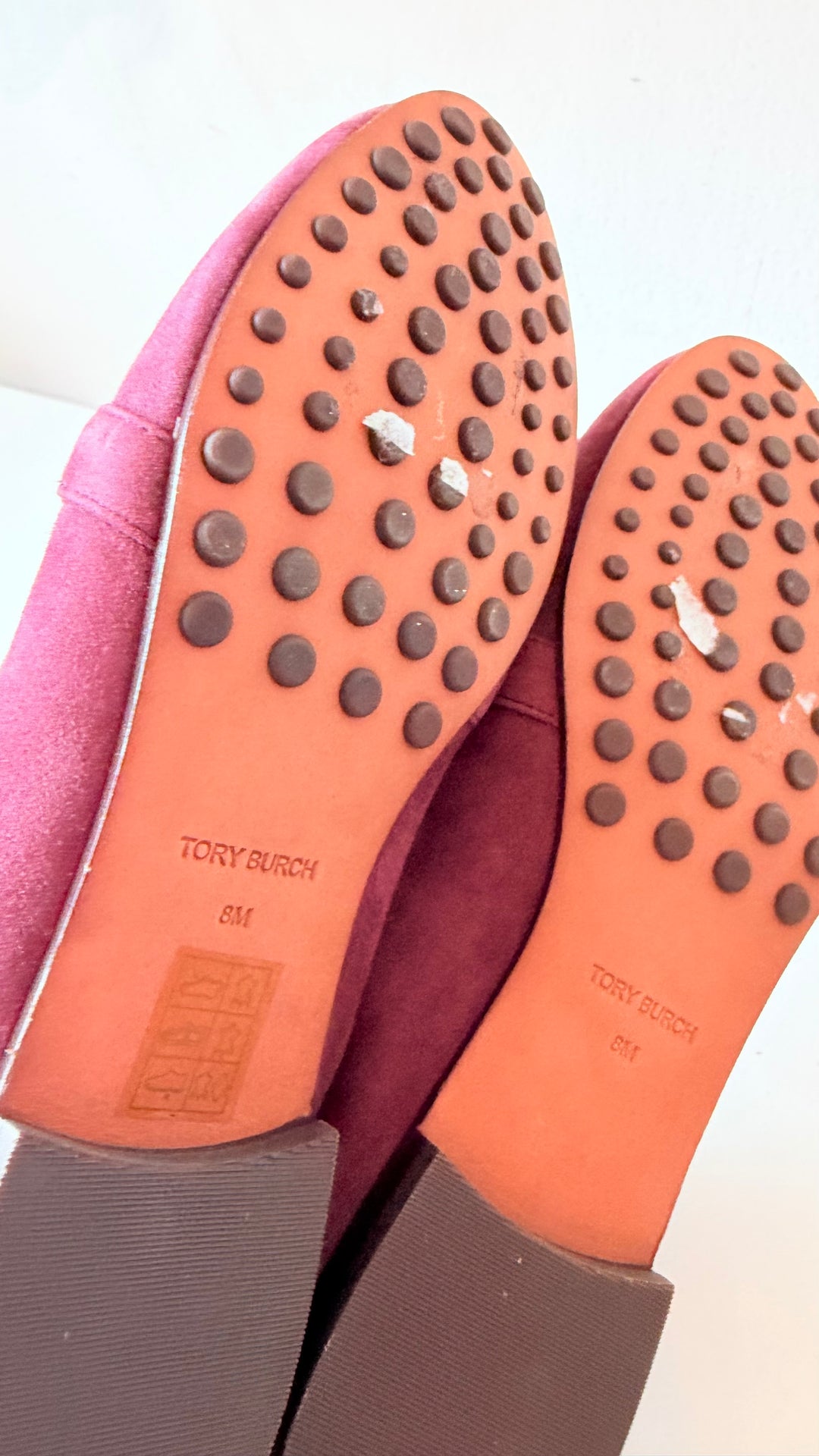 Tory Burch Georgia Suede Loafers Size 8 In Beetle Berry /Gold Hardware