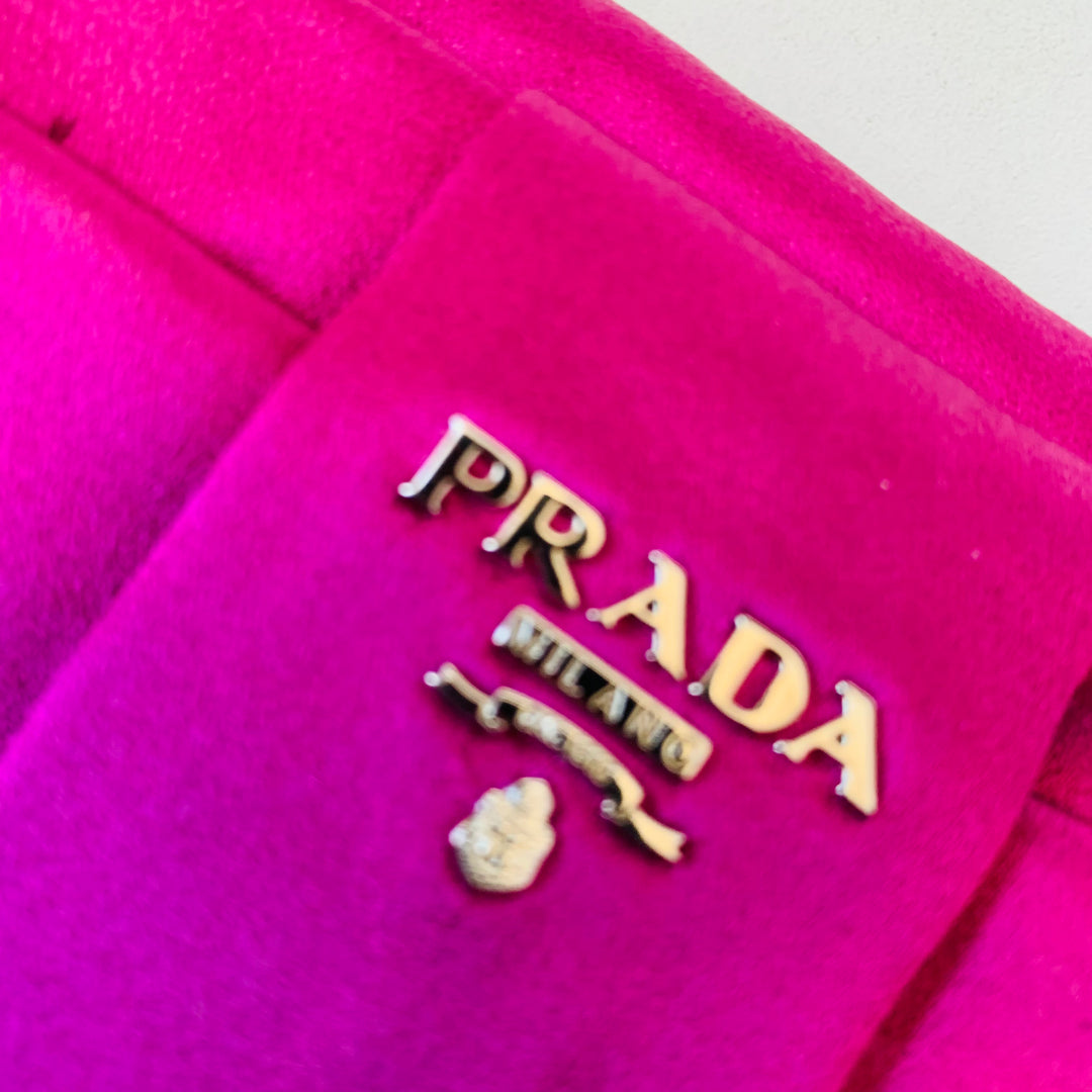 Prada Raso Dalia Deep Hot Pink/Purple Satin Bow Clutch