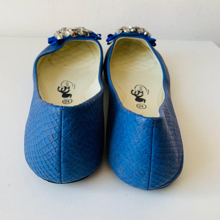 GC Shoes Royal Blue Rhinestone Ballet Flats Size 10