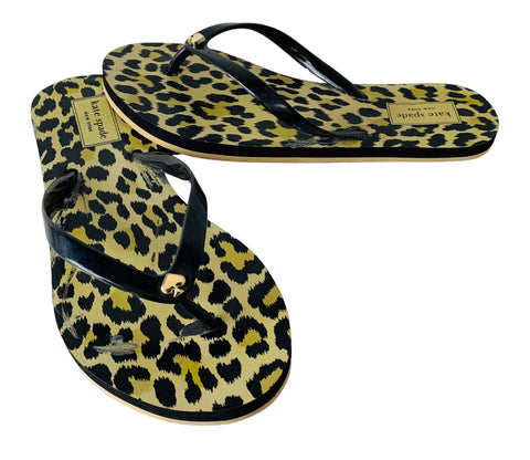 Kate Spade Leopard Animal Print Flip Flops Size 5-6