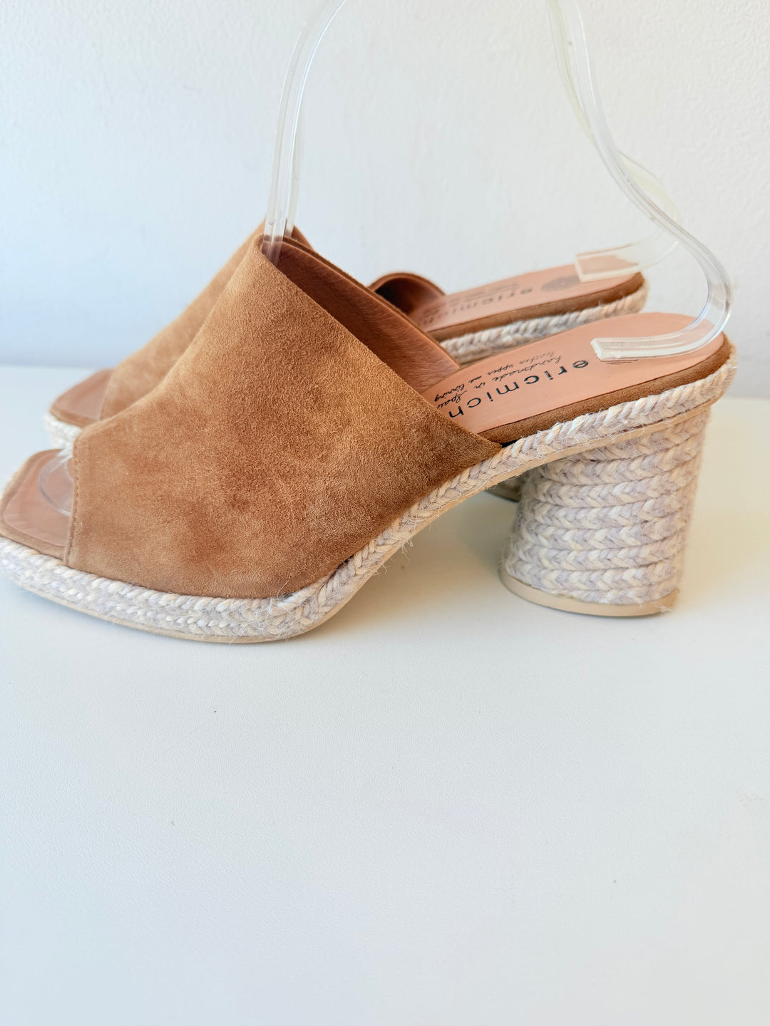 Eric Michael Brown Suede Jute Mules Size 38