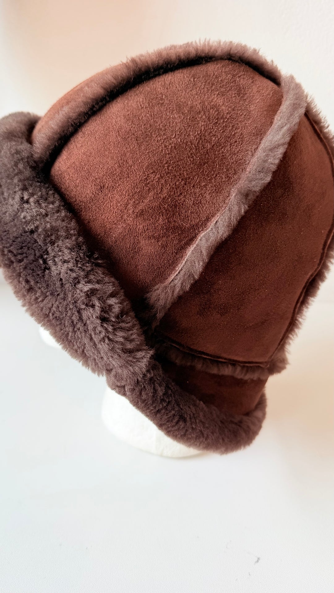 UGG Bucket Brown Shearling Sheepskin Upflap Hat One Size