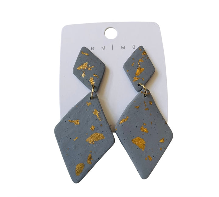 Grey & Gold Pierced Statement Earrings
